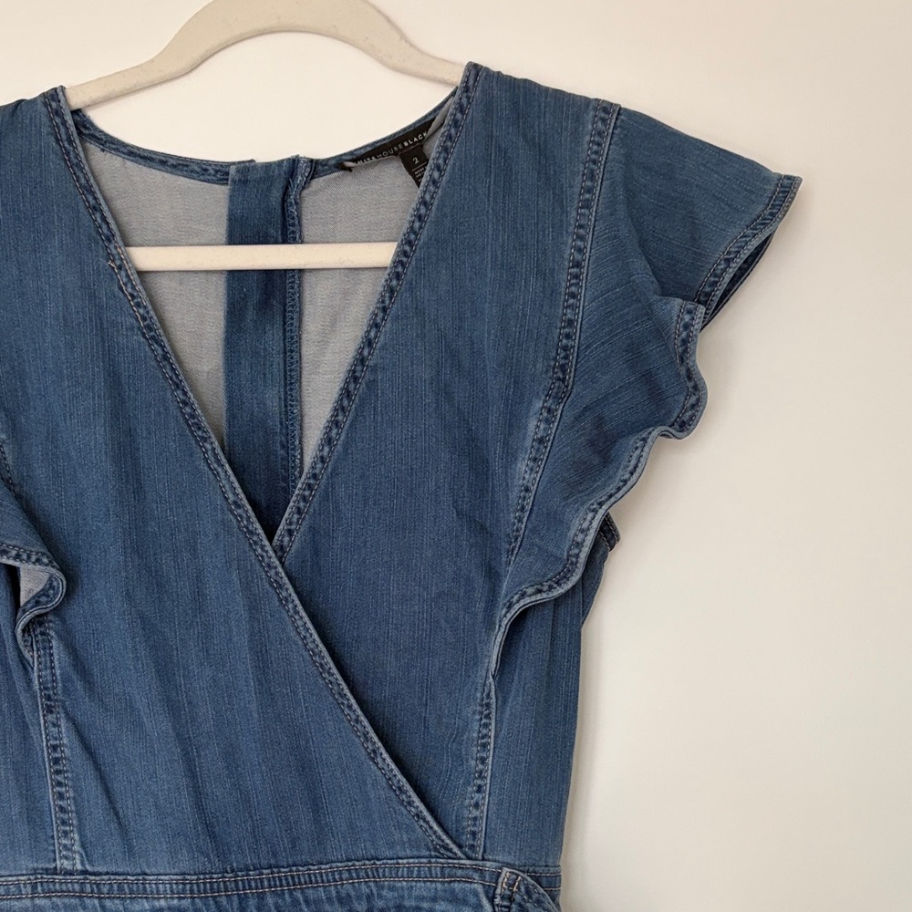White House Black Market Faux Wrap Blue Denim Mini Dress